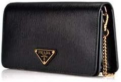 Prada Womens Miniborse Black Vitello Move Small Leather Crossbody 1BP021