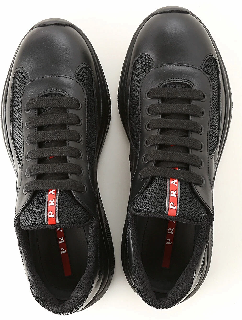 PRADA Men's shoes SNEAKERS laceup american cup мужская КРОССОВКИ 男鞋 紳士靴 100%Aut
