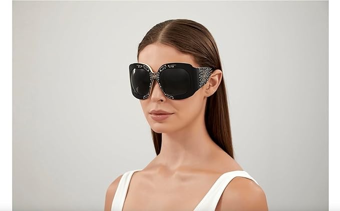 Gucci GG1093S Hollywood Runway Oversized Wrap Shape Sunglasses + Bundle with eSHADES Luxury Eyewear Kit