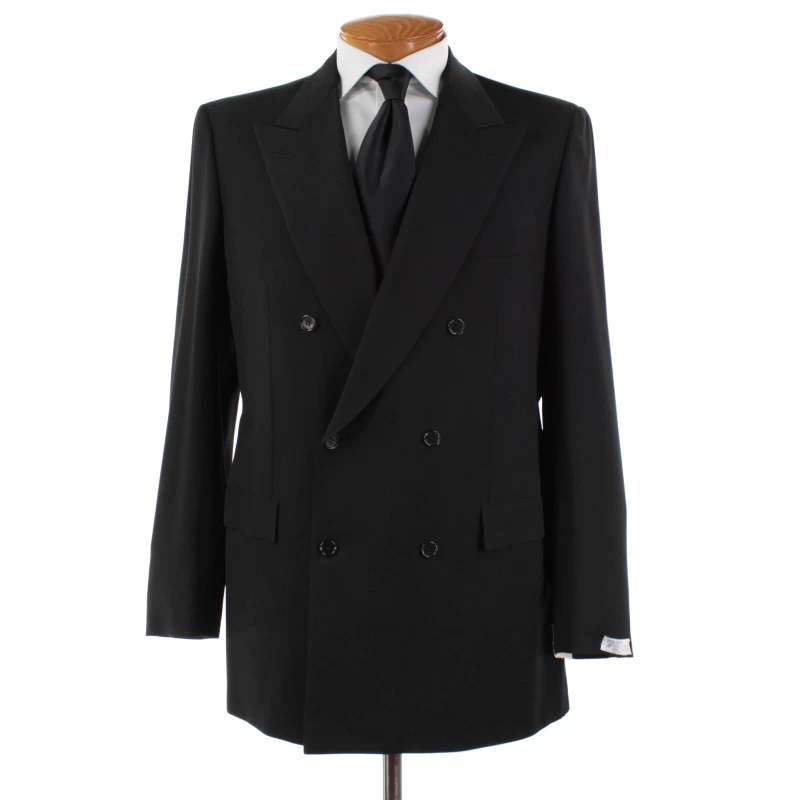 Brioni NWD 100% Wool Tiberio Two Piece Double Breasted Suit Size 43L US In Black